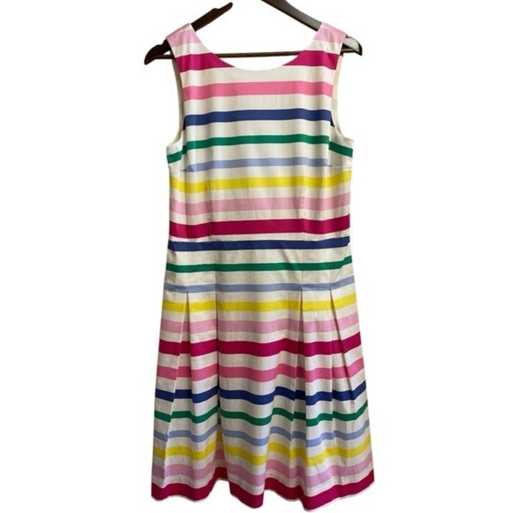 Talbots Striped Fit and Flare Dress Womens 10 Multi-Color